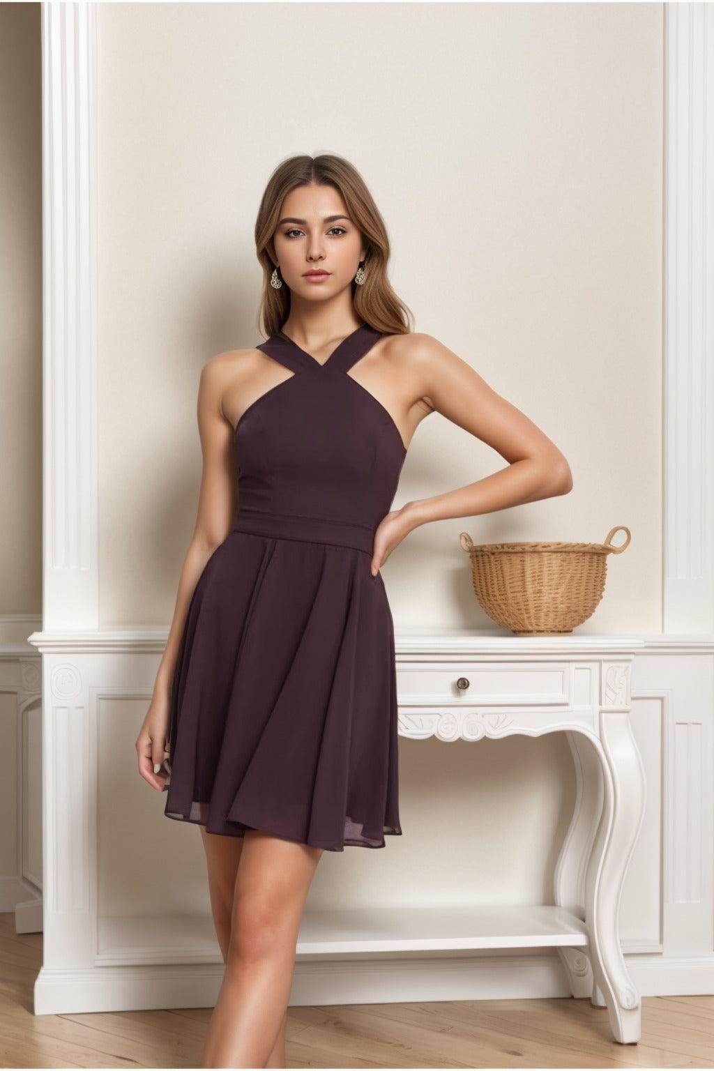 A-Line Short-Mini Chiffon Graduation Dresses CS0541 - COCOMELODY